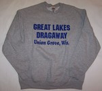 Grey Great Lakes Dragaway Sweatshirt With Blue Lettering