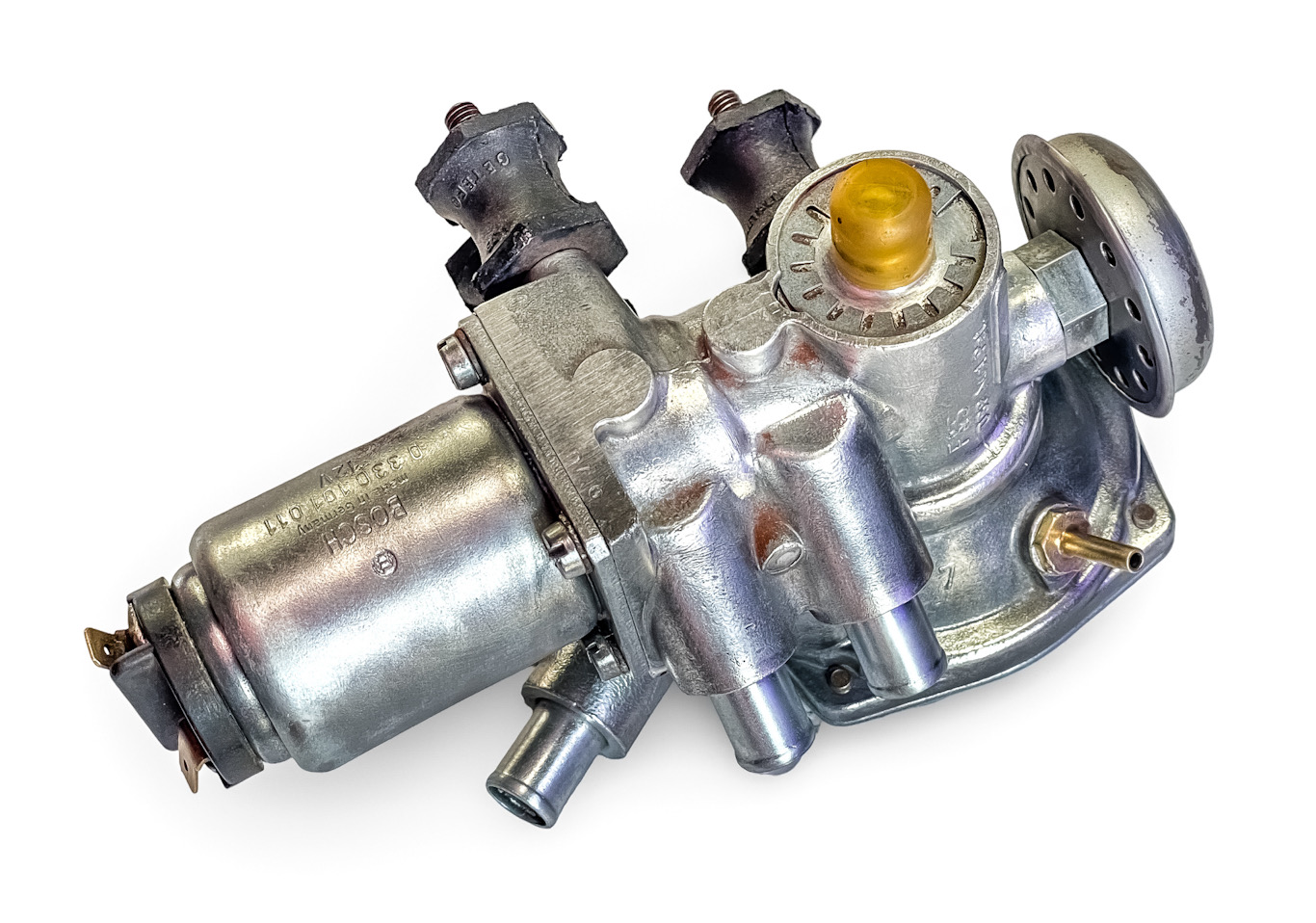 0330101011 / 113142351 / 113142351A - USED FULLY RECONDITIONED GENUINE OEM GERMAN VW VOLKSWAGEN BOSCH CLUTCH SERVO SOLENOID & OEM F&S VACUUM CONTROL VALVE ASSEMBLY FOR 1968-75 VW TYPE 1 BEETLE AUTOSTICK