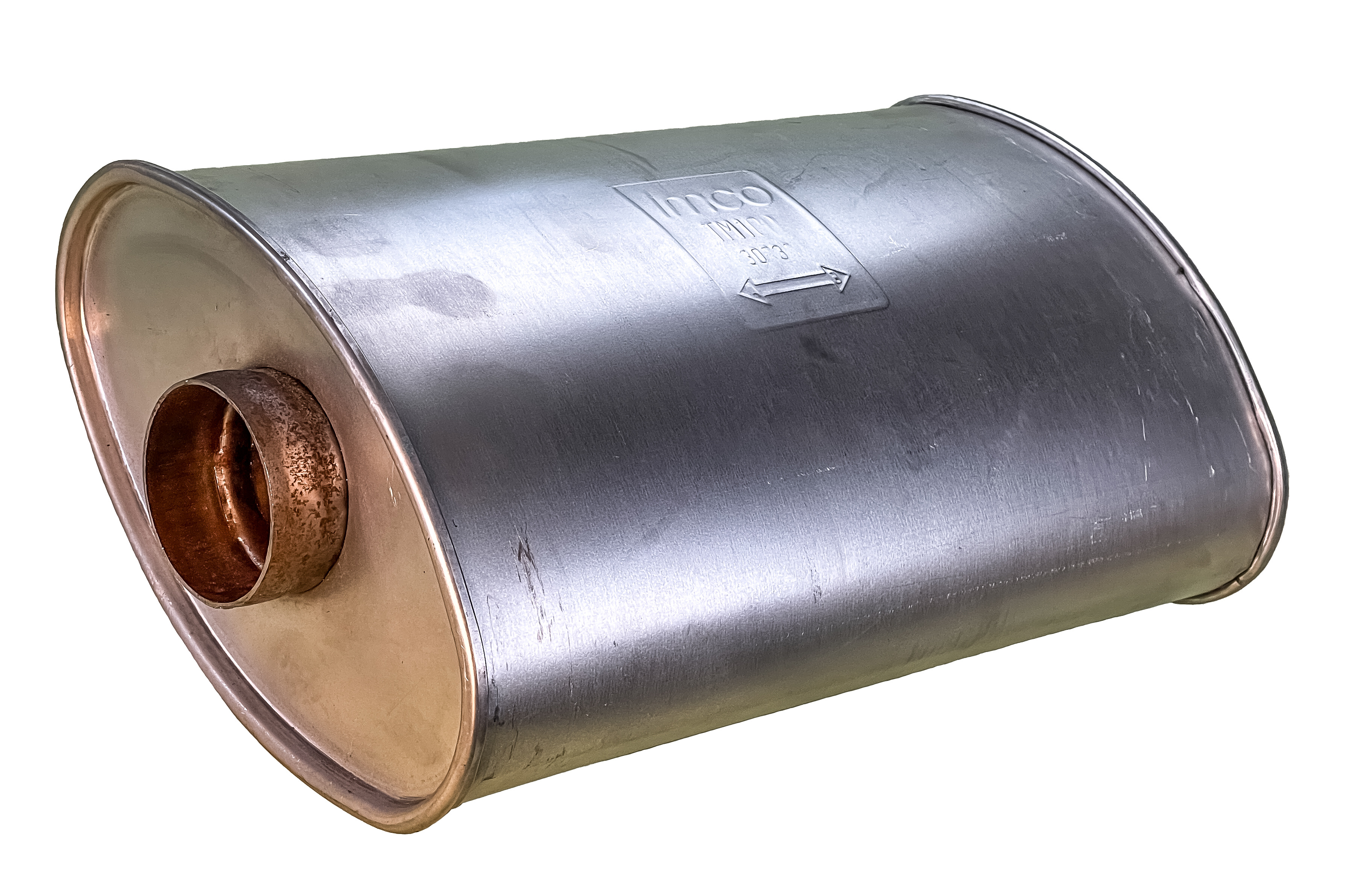 IMCO UNIVERSAL EXHAUST MUFFLER SINGLE CENTERED INLET / DUAL OUTLET / NON REVERSIBLE
