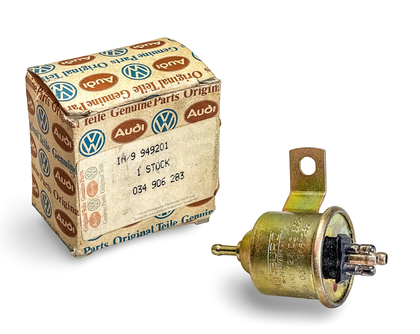 OEM NOS NEW GENUINE AUDI / VOLKSWAGEN PIERBURG - N75 12V WASTEGATE FREQUENCY CONTROL TURBOCHARGER BOOST PRESSURE RACE VALVE PRE “J” VERSION - AUDI A4 TT MK1 QUATTRO VW GOLF JETTA BEETLE PASSAT 1.8 TURBO - MADE IN W. GERMANY 034906283