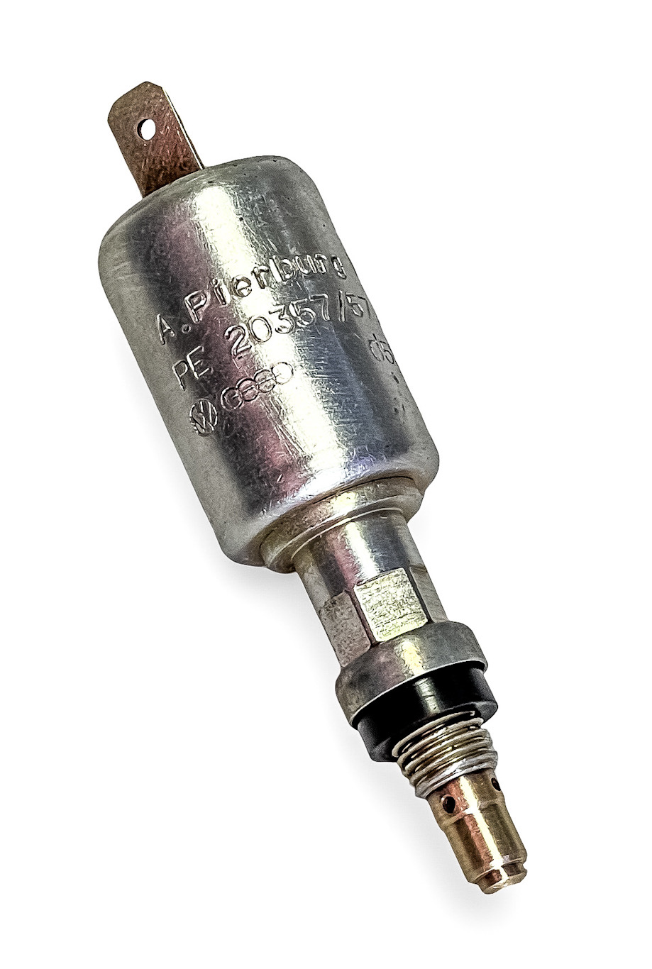 NOS OEM VOLKSWAGEN A.PIERBURG GERMAN IDLE CUT-OFF VALVE SOLENOID 12 VOLT FOR 1968-70 VW AIR COOLED TYPE 1 BEETLE, TYPE 2 BUS, KARMANN GHIA W/ 30 PICT CARBURETORS 058129413C