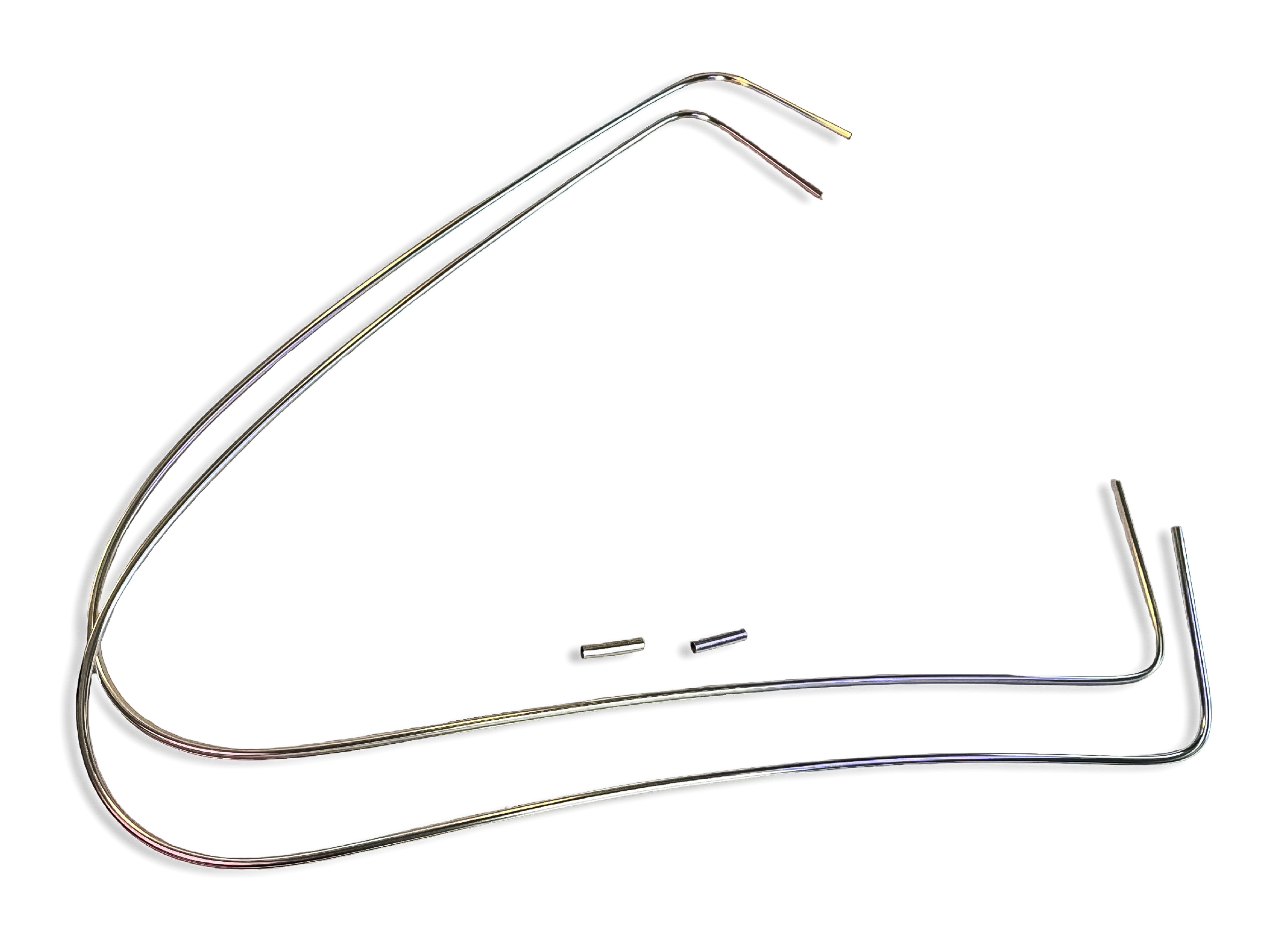 NEW IN BOX WEST COAST METRIC WINDOW MOULDING NON-POPOUT METAL QUARTERS W/ CLIPS  |  VOLKSWAGEN - 1965-77 TYPE 1 BEETLE SEDAN / 1971-76 SUPER BEETLE HARDTOP & SUNROOF 113-345C-L/R