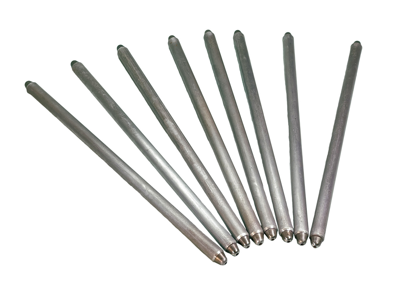 OE GERMAN VW TYPE 2 BUS 1700 1800 2000 ALUMINUM ENGINE PUSHRODS FOR SOLID LIFTERS - 021 109 301 A - USED SET OF 8