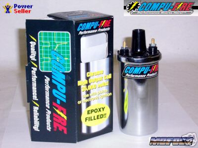 COMPU-FIRE 30350 HIGH OUTPUT IGNITION COIL CHROME 12 VOLTS VW BUG BUS GHIA 