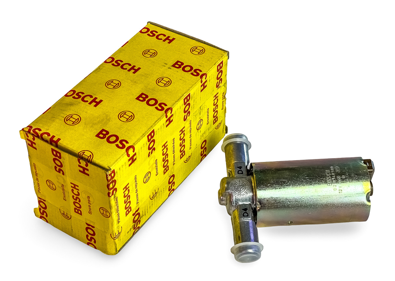 NOS GENUINE BOSCH GERMAN FUEL INJECTION IDLE AIR CONTROL VALVE - NEW IN BOX - 1981-82 DELOREAN DMC 12 / 1981-85 VOLVO 240 DL & GL / 760 / GL / GLE / GLT TURBO 0280140500